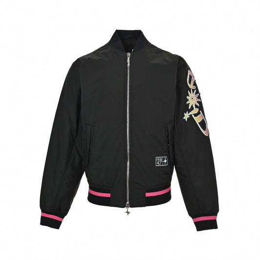 Dior 47 Graphic Cotton Bomber Jacket | Black & Neon