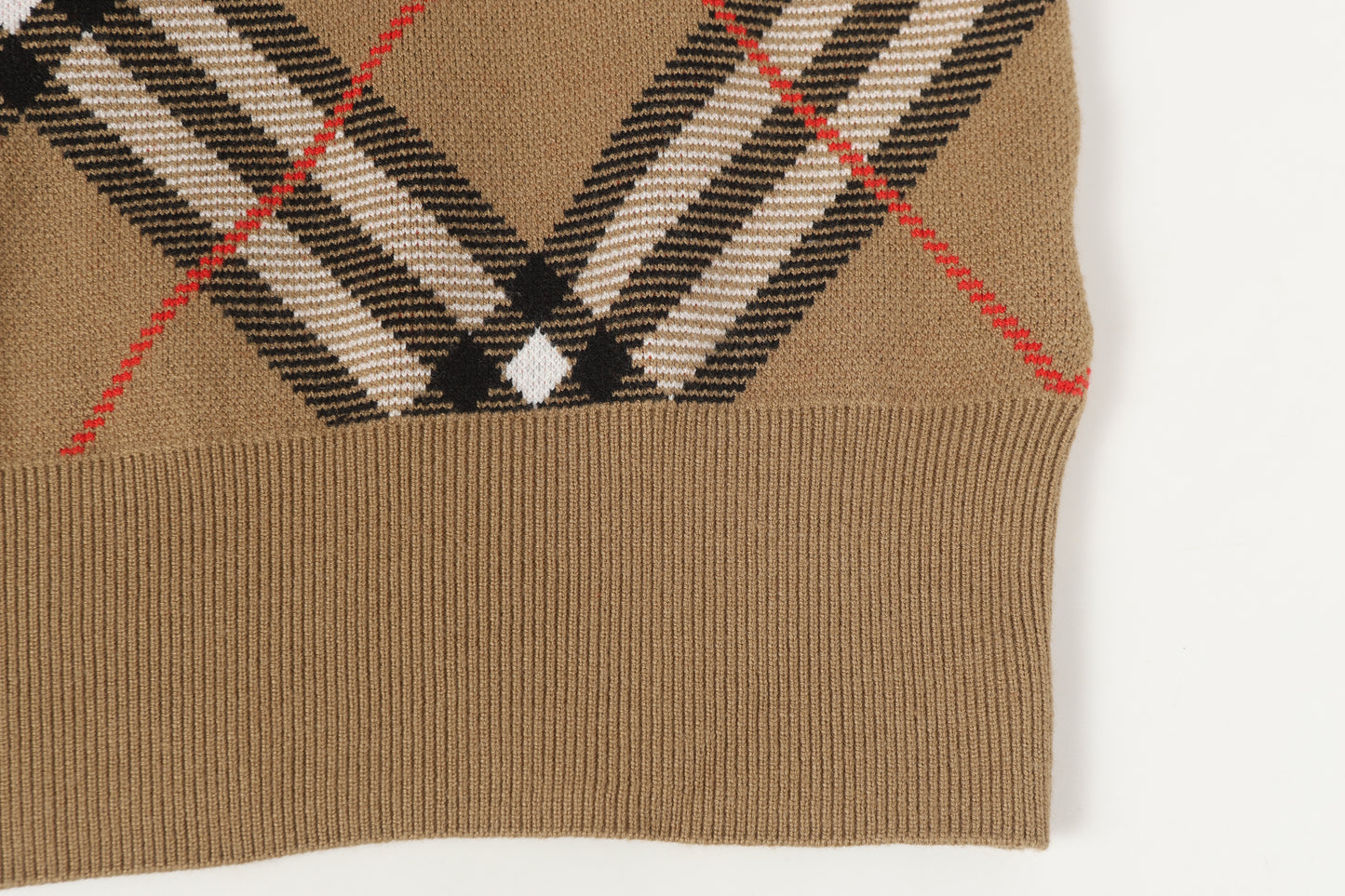 Giant Check Diamond Intarsia Wool Crewneck | Archive Beige