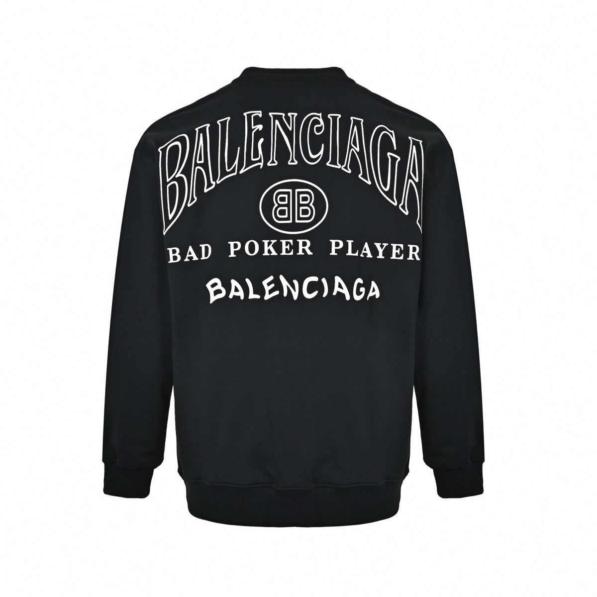 "Bad Poker Player" Graphic Crewneck Sweatshirt in Black