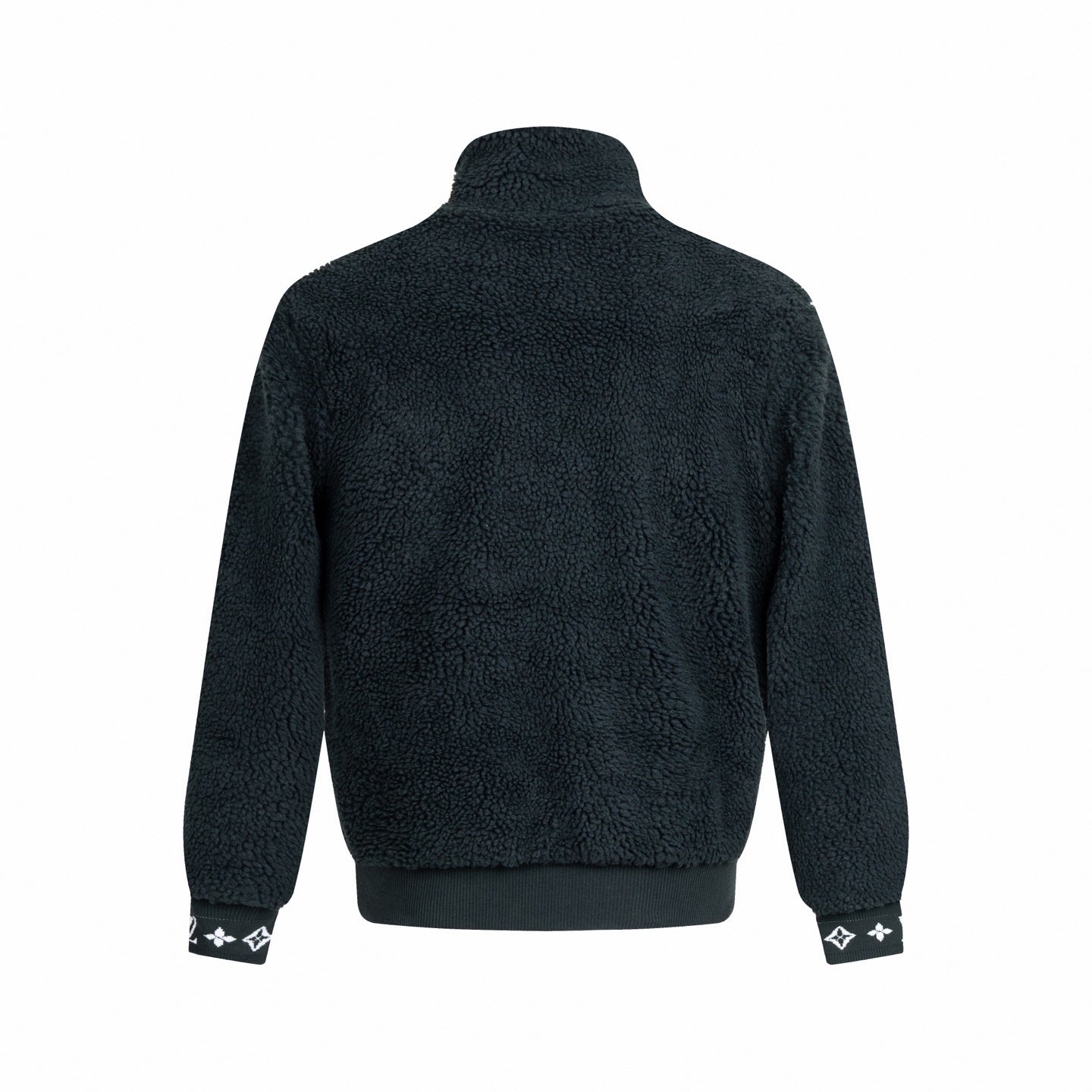 Monogram Cuff Textured Fleece Jacket | Black