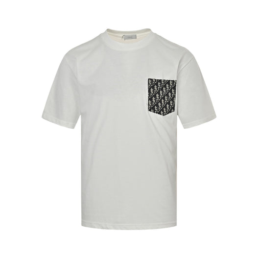 Oblique Jacquard Pocket T-Shirt | White