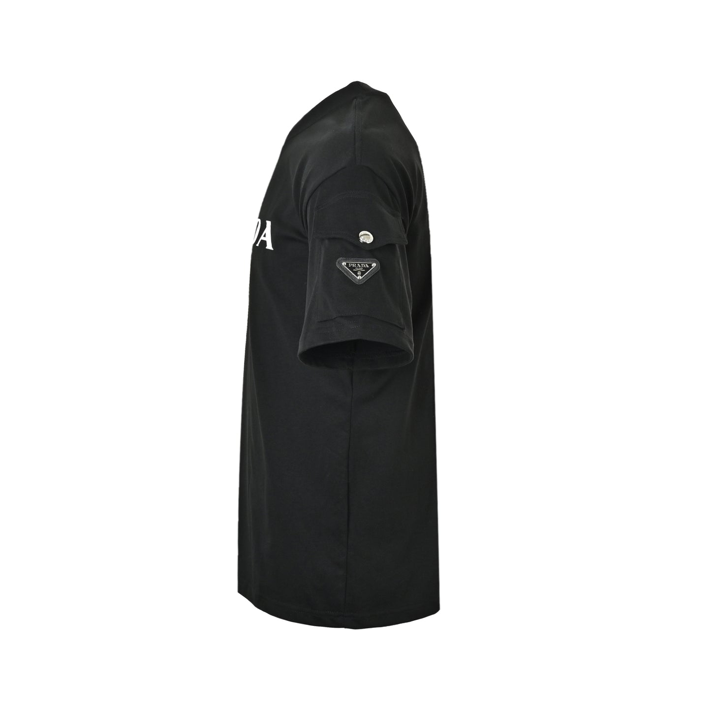 Logo Print T-Shirt with Sleeve Pocket | Black