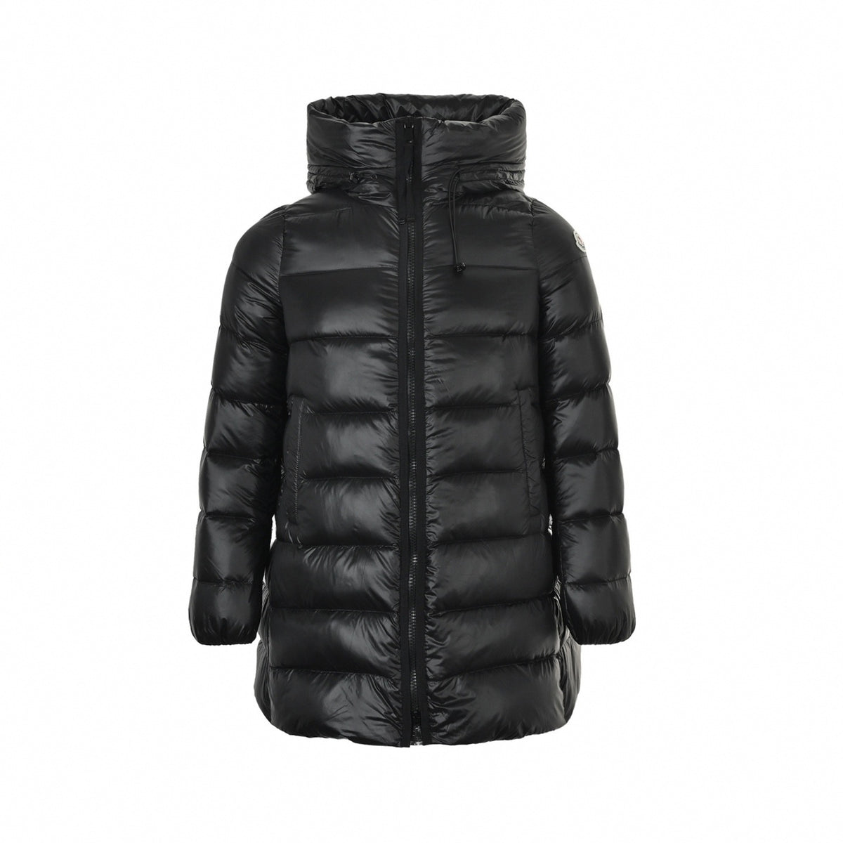 Suyenne Longue Saison Mid-Length Down Coat in Glossy Black