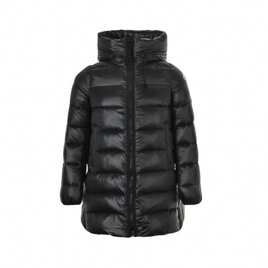 Suyenne Longue Saison Mid-Length Down Coat in Glossy Black