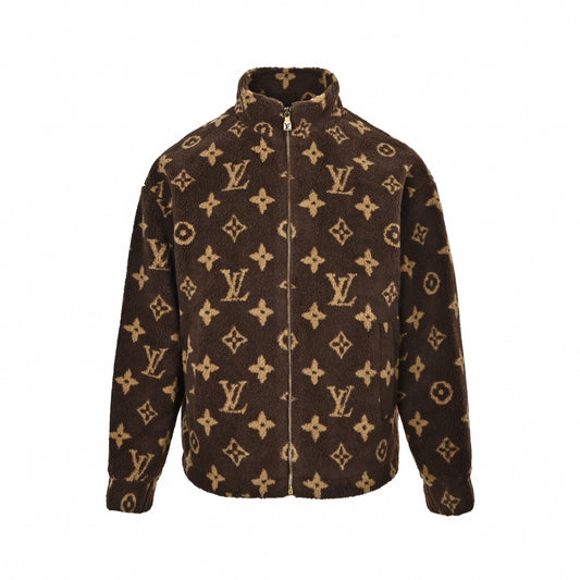 Mocha Monogram Fleece Zip-Up