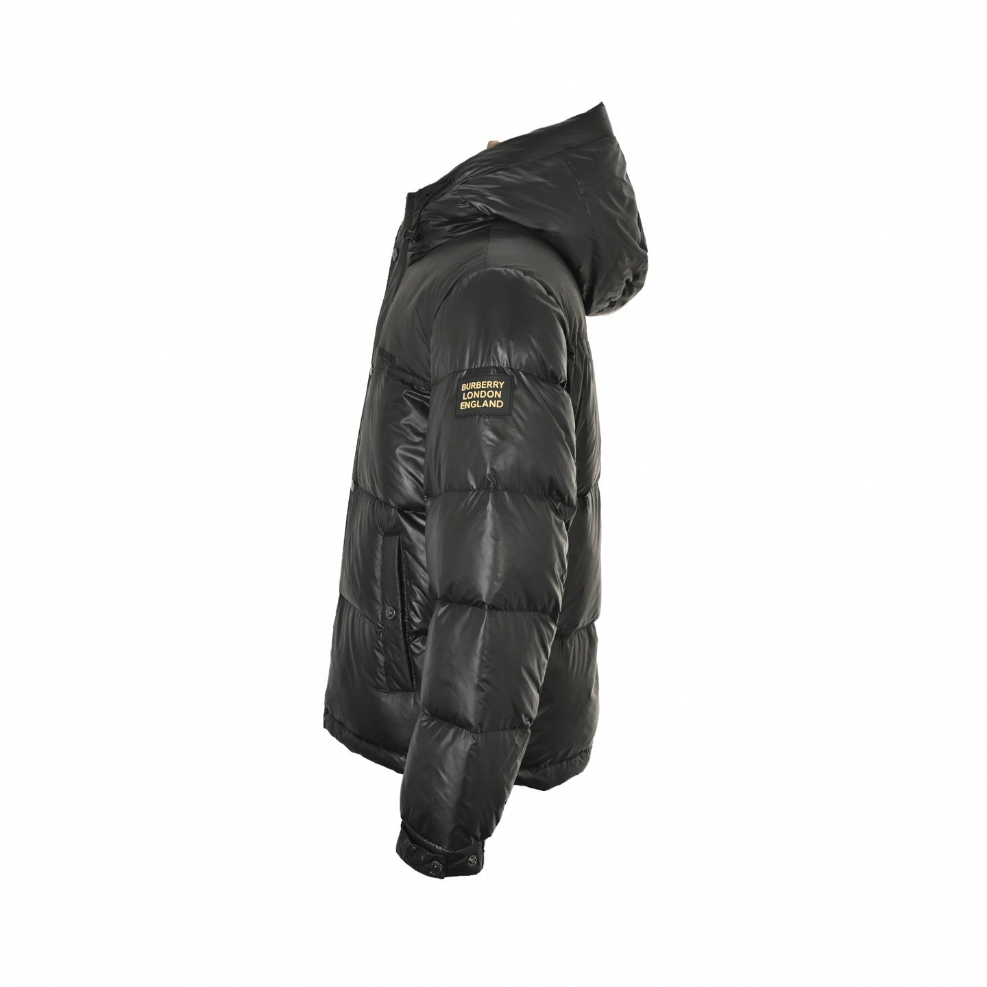 Check Lined Hooded Puffer | Black