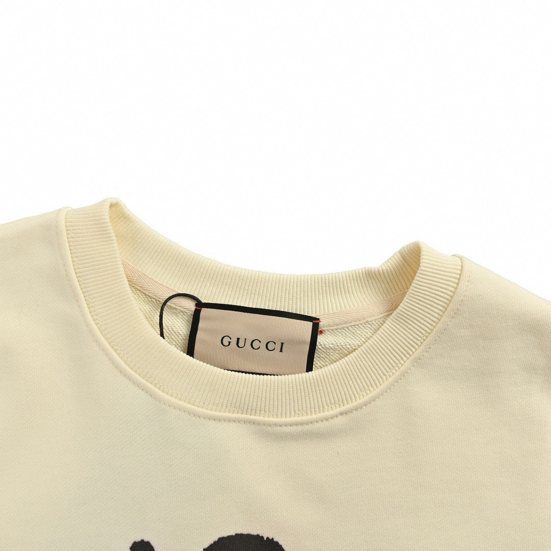Dog Graphic Print Crewneck Sweatshirt in Off-White Heavy Cotton