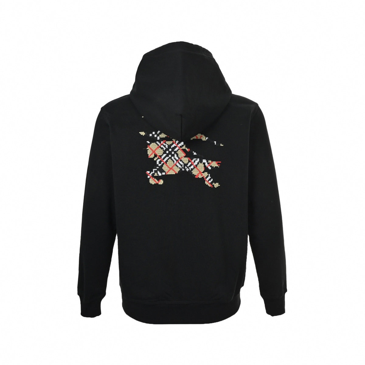 Cross-Stitched EKD Pixelated Full-Zip Hoodie in Black