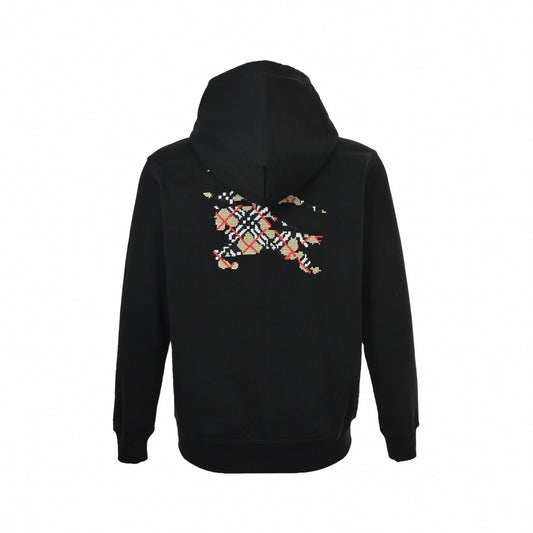 Cross-Stitched EKD Pixelated Full-Zip Hoodie in Black