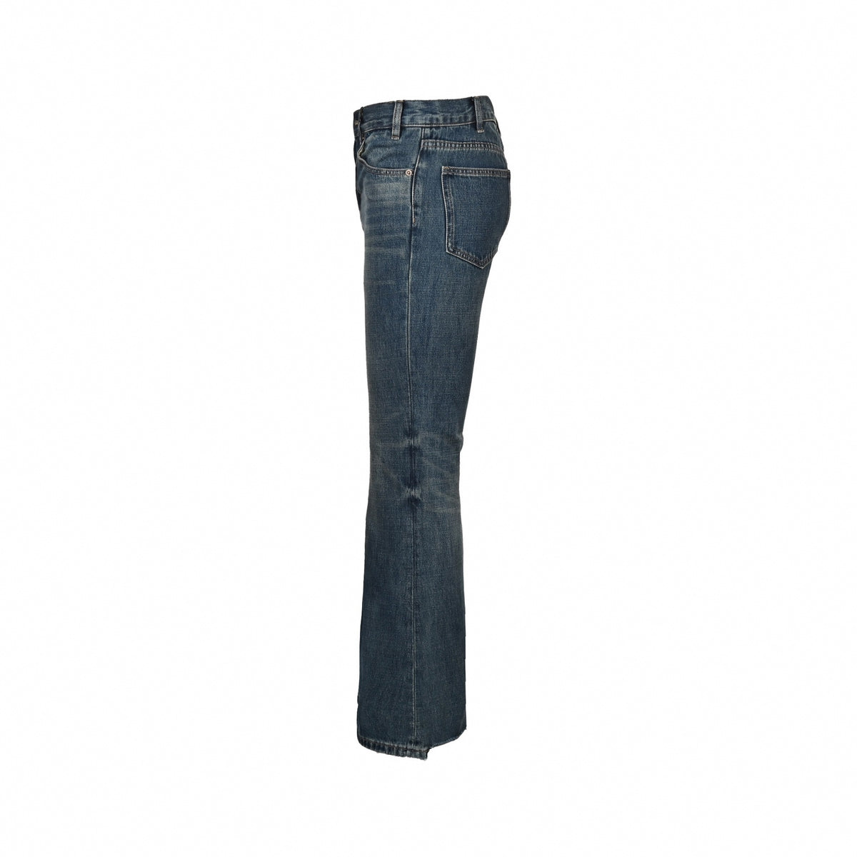 Women Vintage Wash Flared Denim Jeans in Indigo Blue