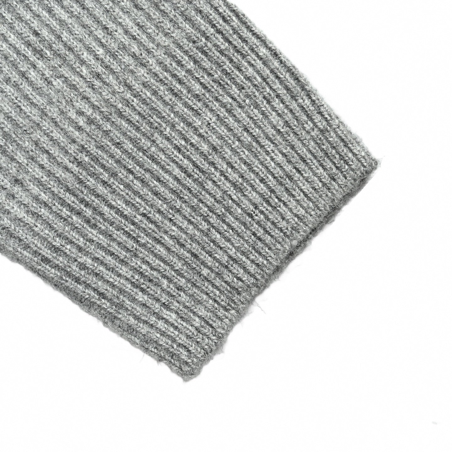 Embroidered Logo Ribbed V-Neck Sweater - Grey