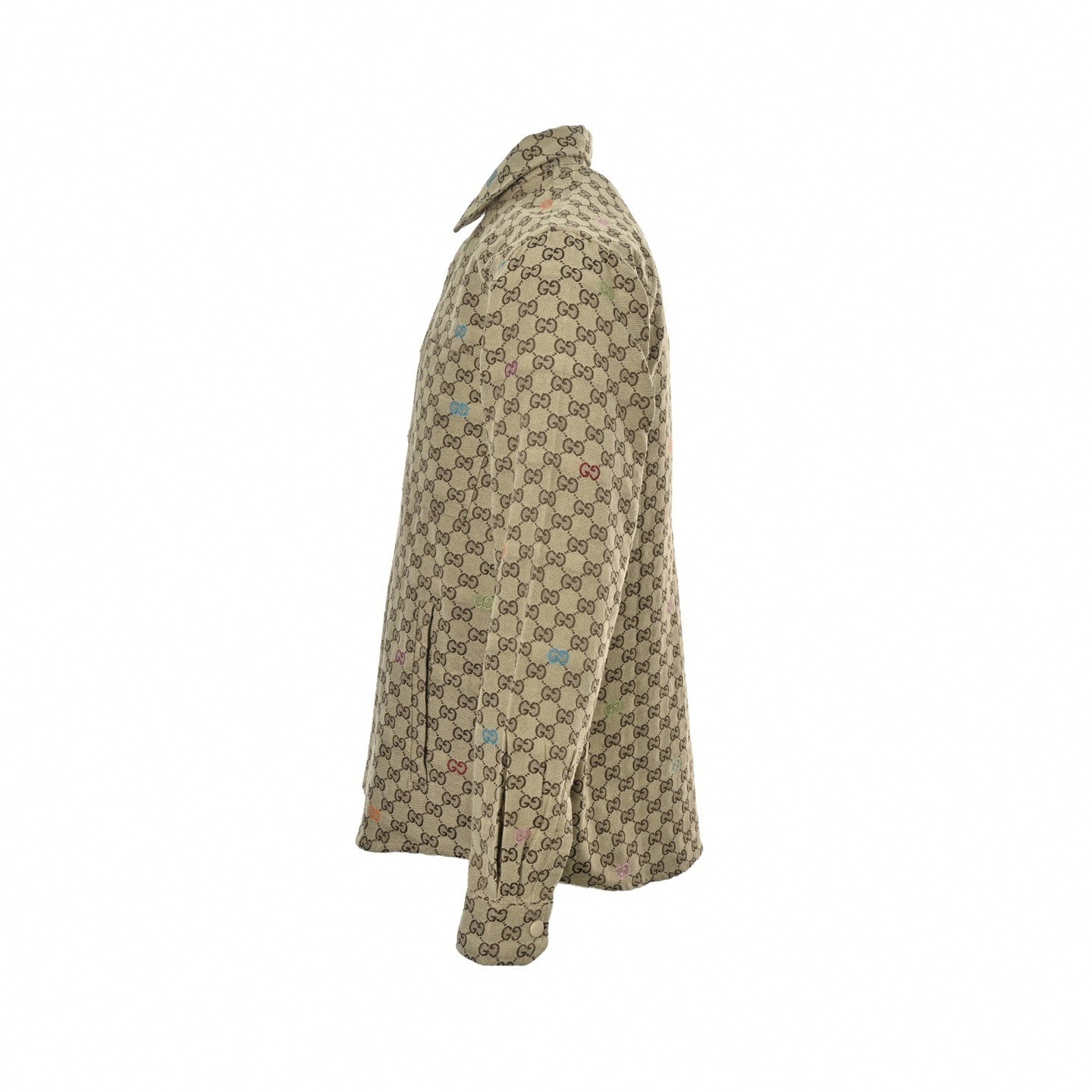 Colorful GG Embroidery Canvas Jacquard Overshirt | Beige