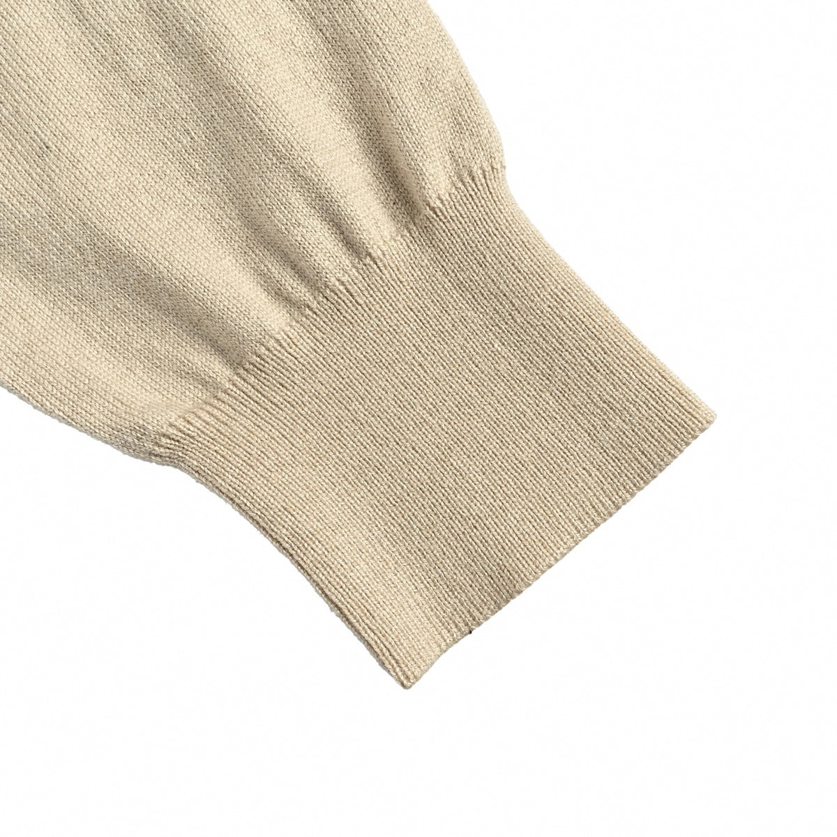 Vachetta Leather Tab Fine Knit Crewneck Sweater in Beige