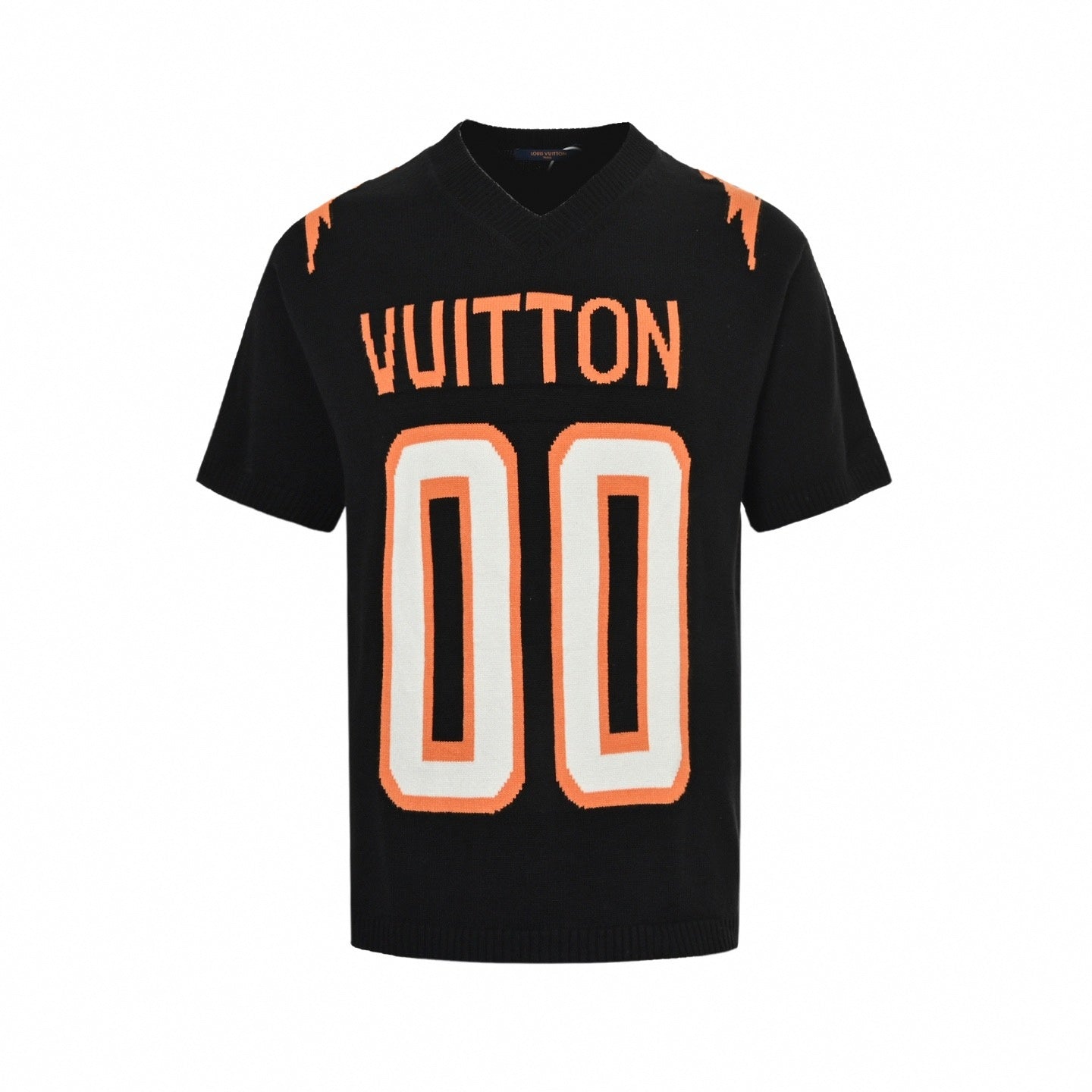 Intarsia Knit Football Jersey | Black