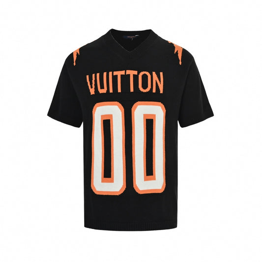 Intarsia Knit Football Jersey | Black