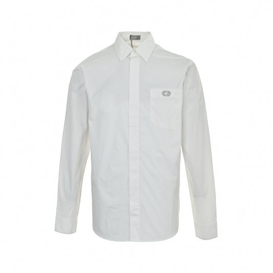 C.D Logo Pocket Button-Down Shirt | White