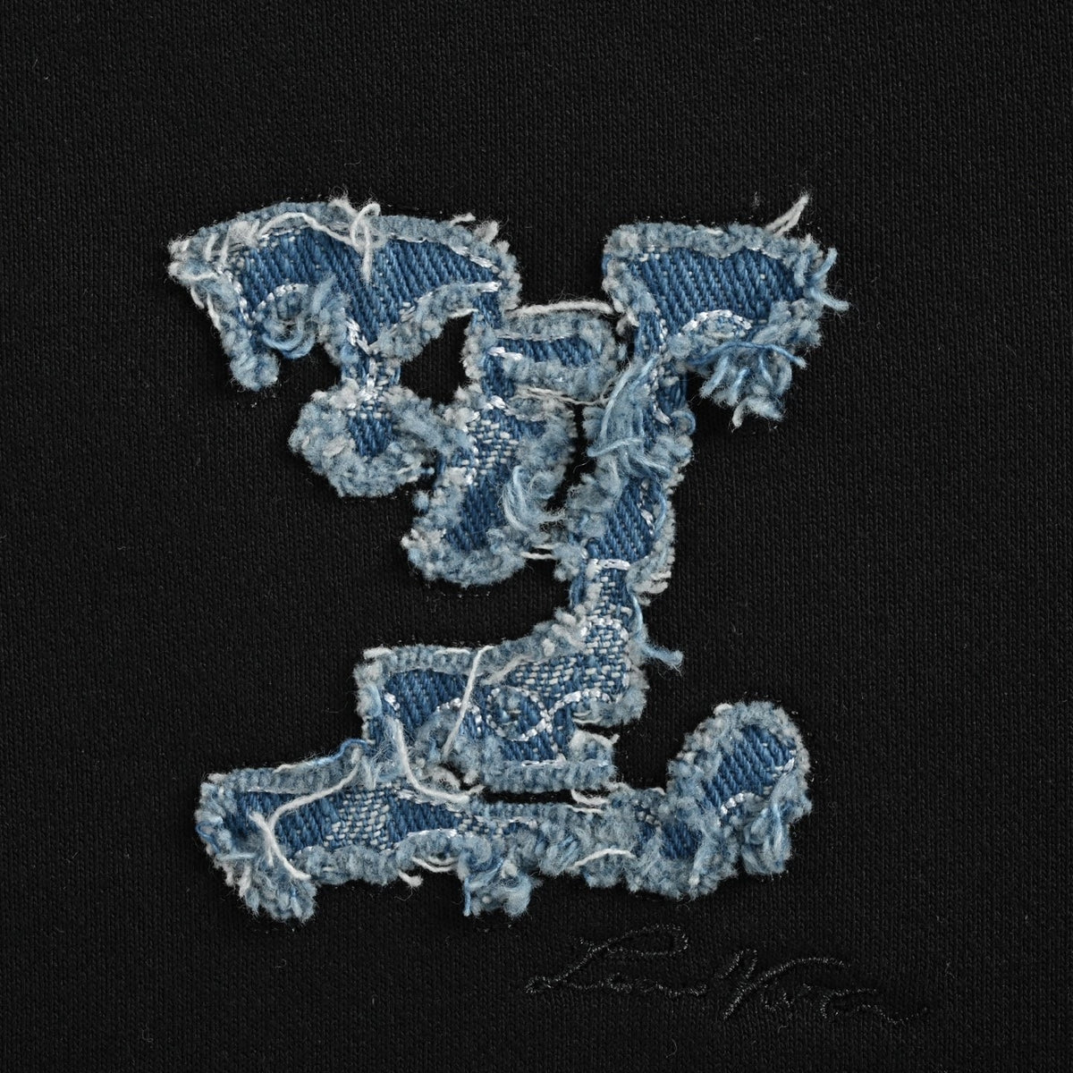 Gradient Wash Denim Appliqué Hoodie
