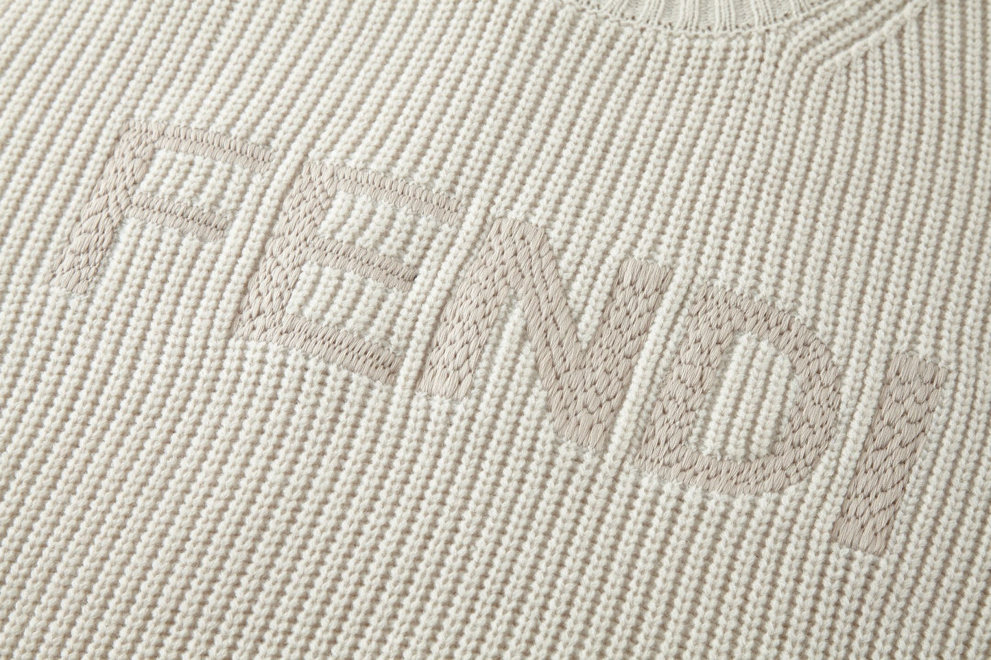 Tonal Embroidered Logo Knit Sweater | Cream