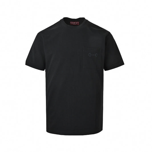 Minimalist Horsebit Embroidered Tee - Black