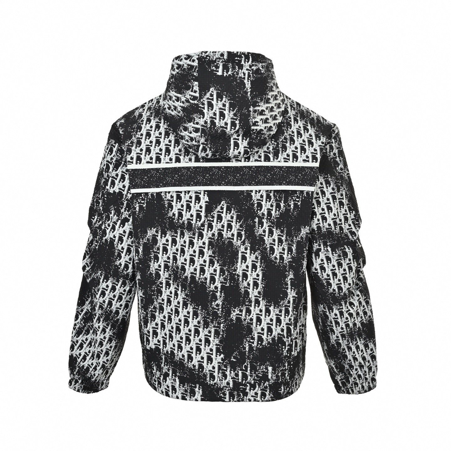 Painted Oblique Hooded Jacket | Black & White