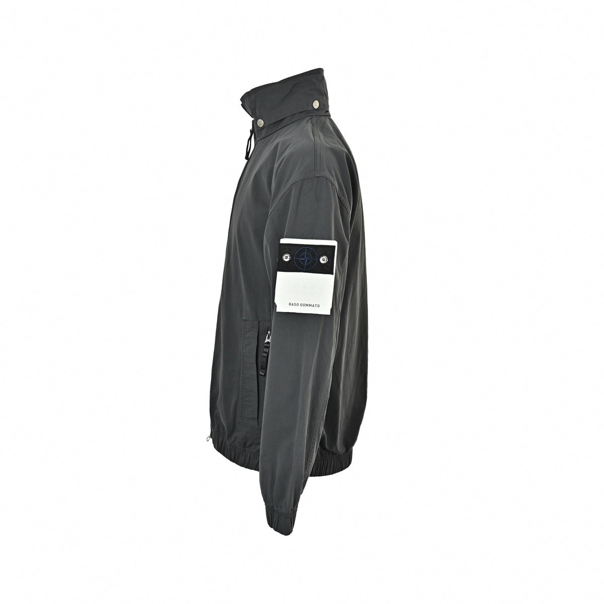 Raso Gommato High-Neck Zip Jacket in Charcoal Grey