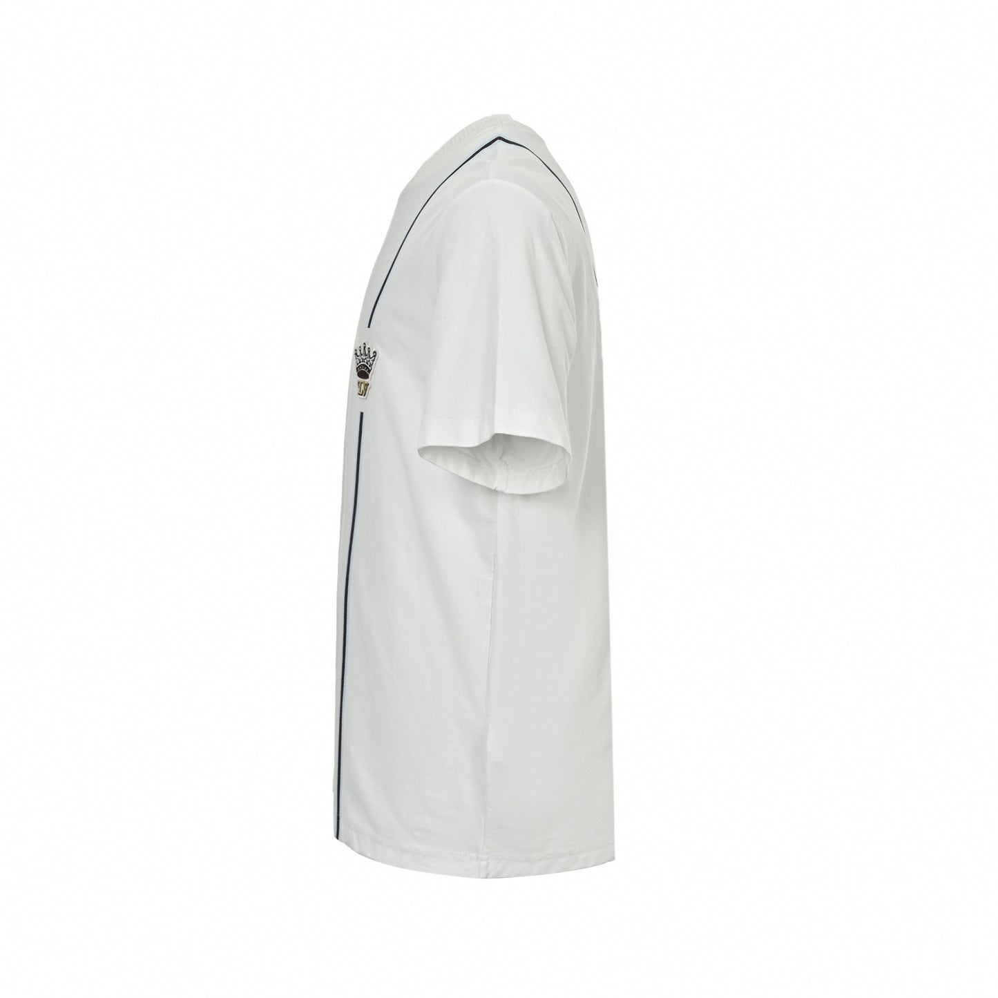 Embroidered Crown & Stripe T-Shirt | White