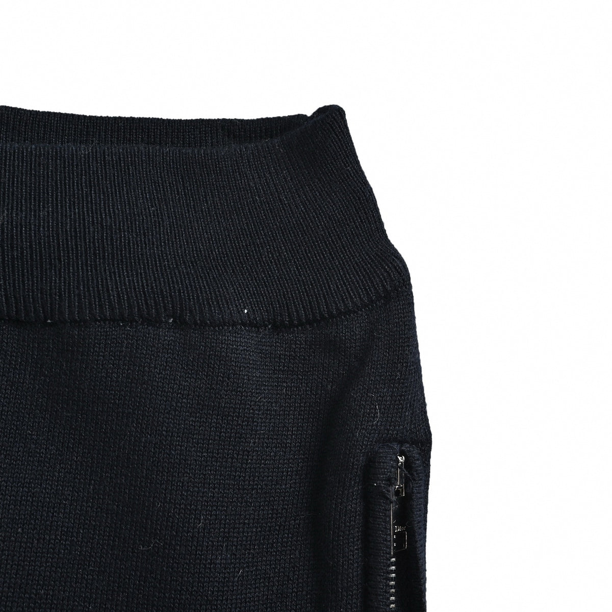 Cursive Embroidered Knit Wool Track Trousers in Midnight Navy