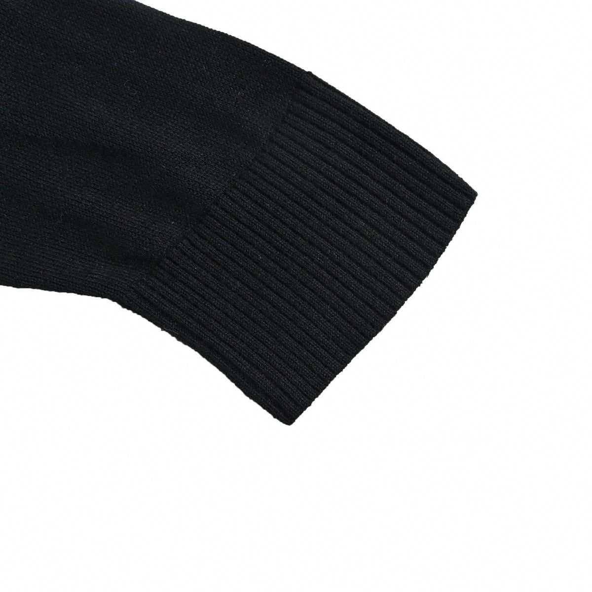 Embossed FF Logo Zipped Pocket Wool Crewneck Sweater in Black