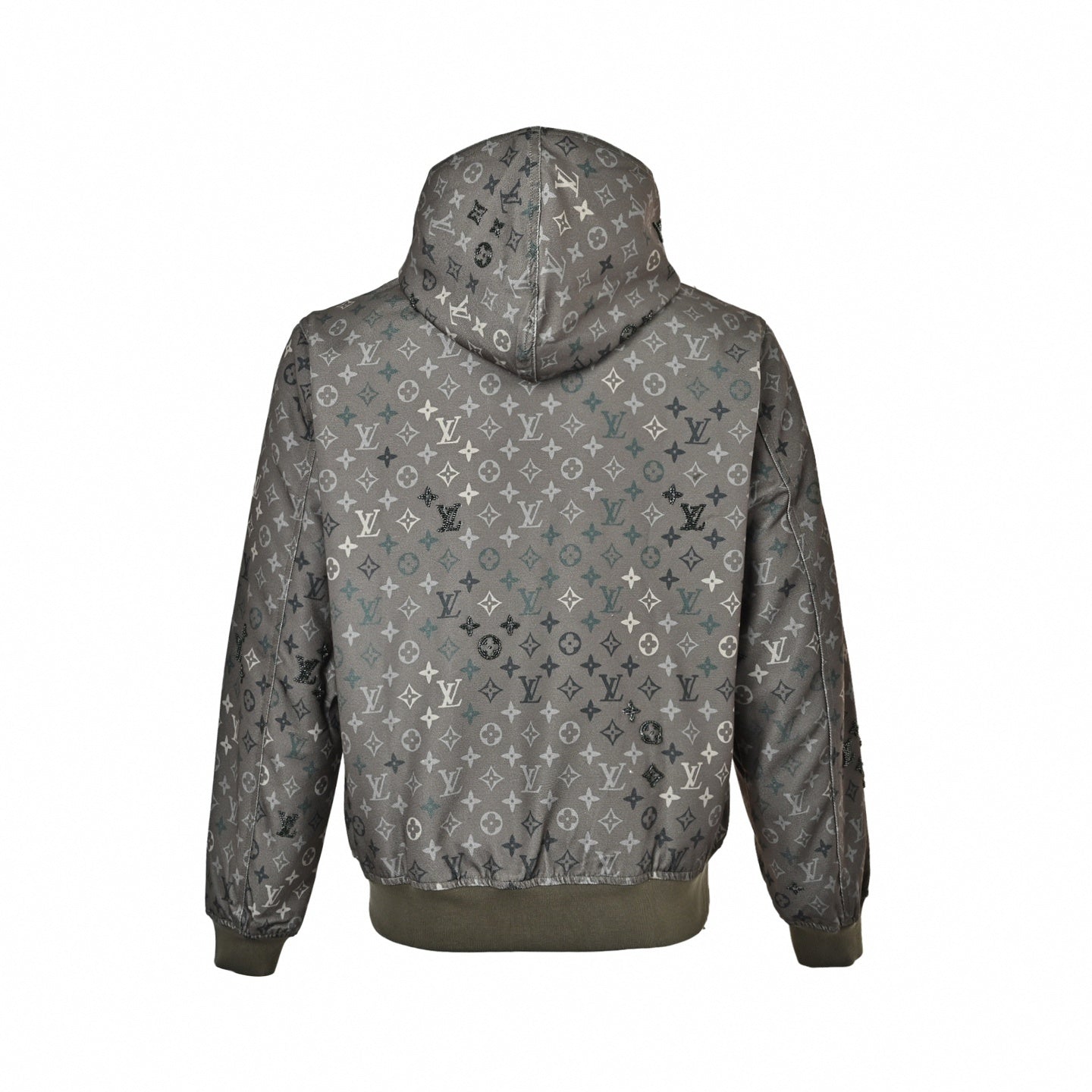 Beaded Monogram Canvas Hooded Jacket - Taupe/Grey