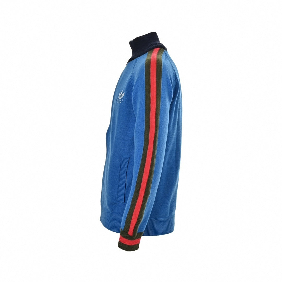 Cotton Knit Zip Jacket | Blue