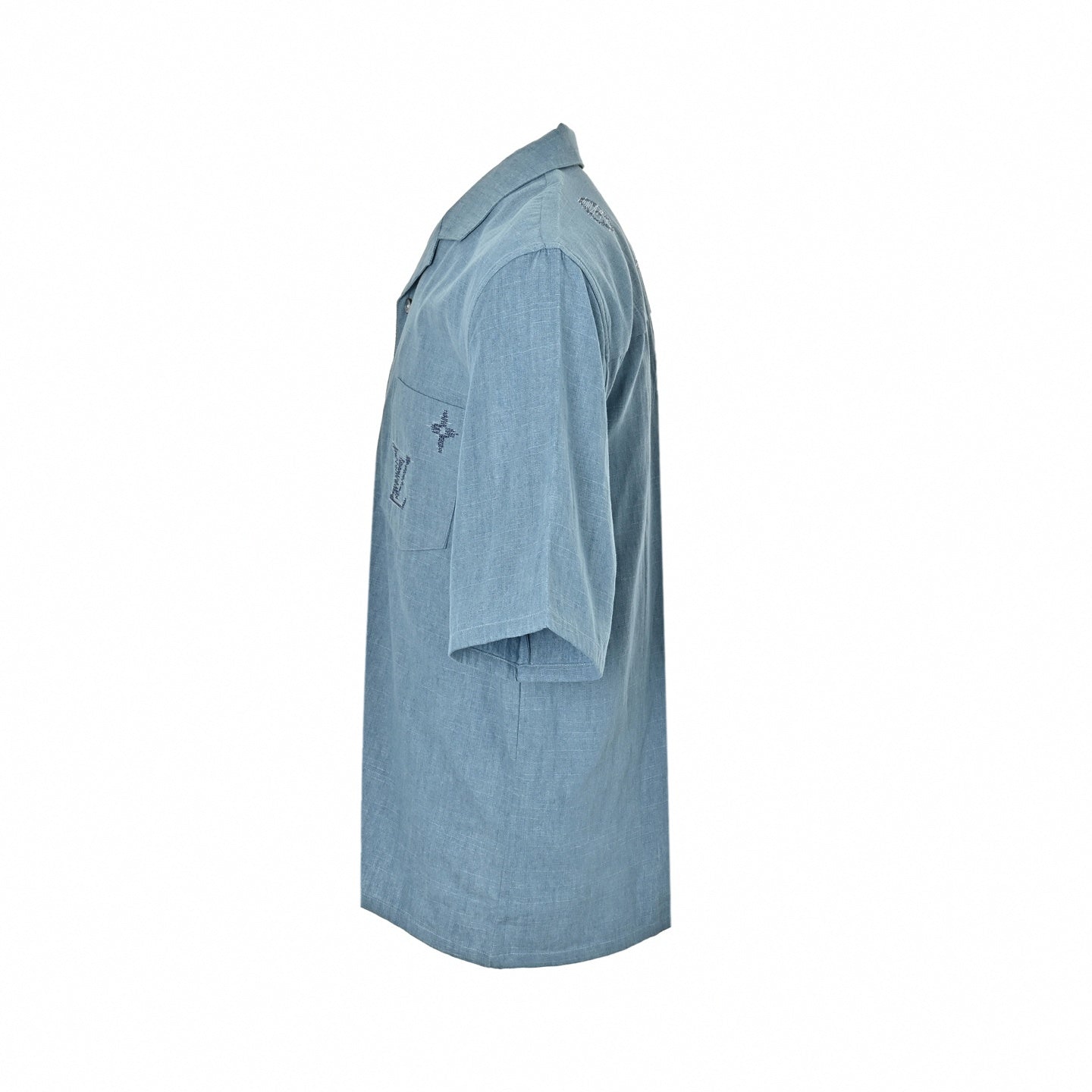 Sketched Embroidery Camp Collar Shirt - Light Blue