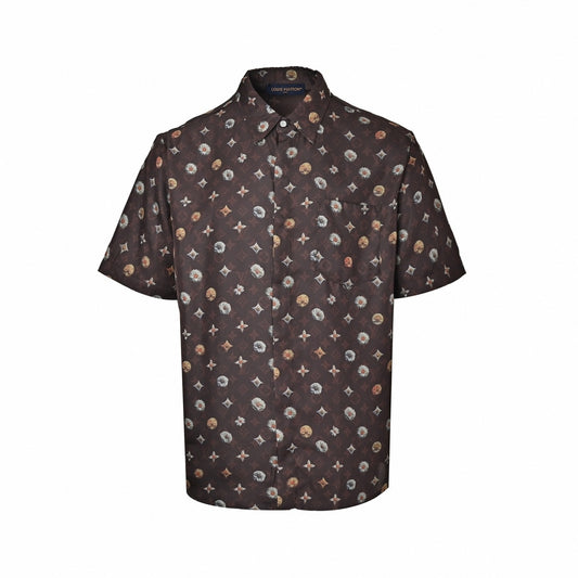 Botanical Monogram Short-Sleeve Shirt - Brown