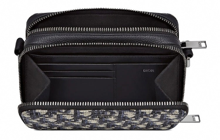 Shoulder Strap Pouch 'Beige Black Oblique Jacquard