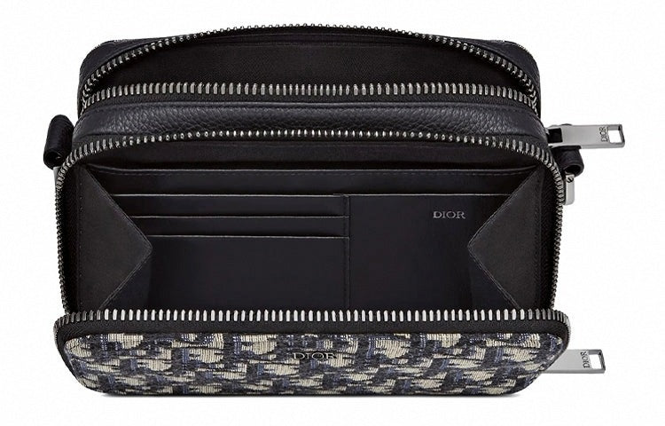 Shoulder Strap Pouch 'Beige Black Oblique Jacquard