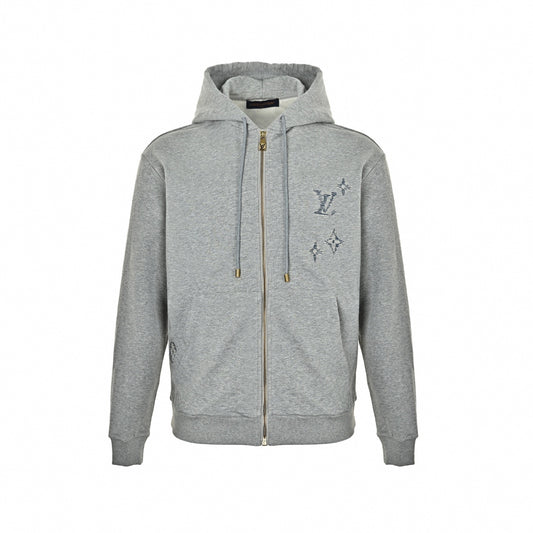 Embroidered Sketch Monogram Zip-Up Hoodie