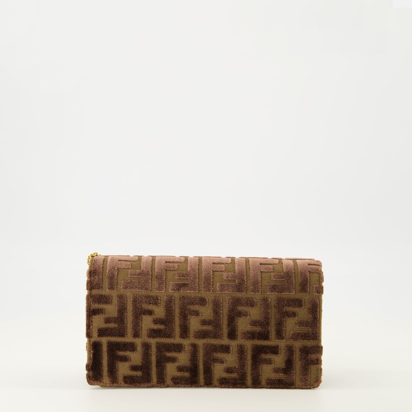 Brown Velvet Chain Baguette Wallet