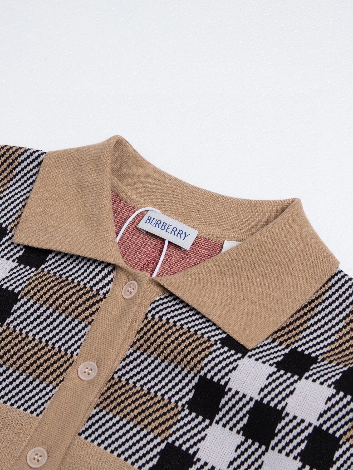 Oversized Check Knit Polo Shirt | Archive Beige