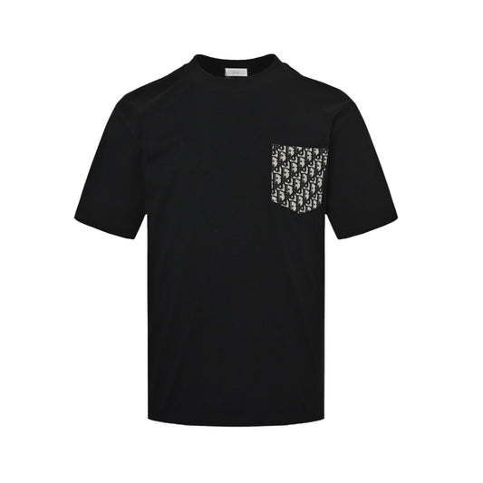 Oblique Jacquard Pocket T-Shirt | Black