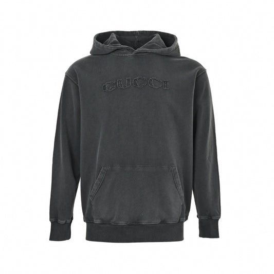 Distressed Logo Hoodie - Washed Grey