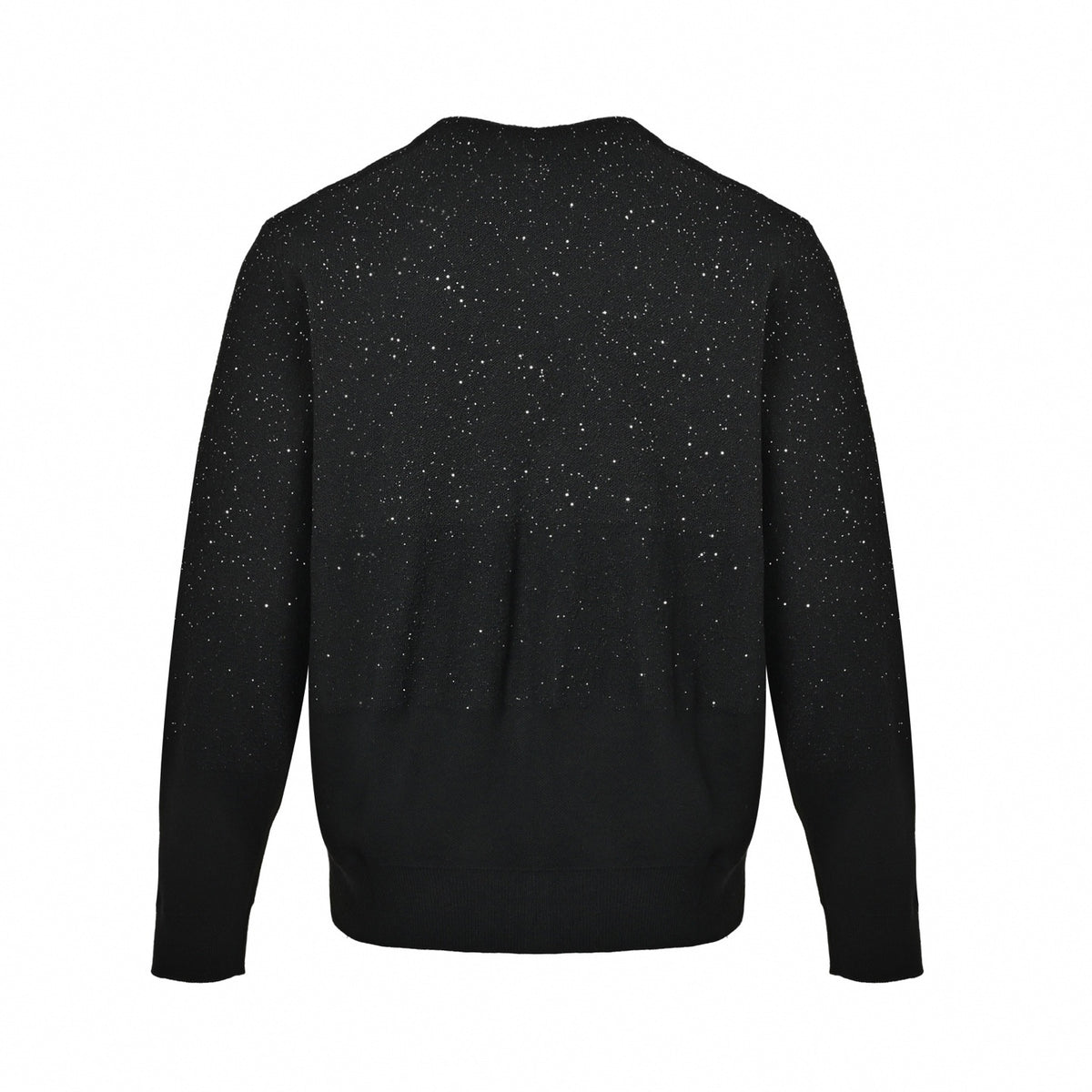 Gradient Sequin Embellished Wool Cardigan in Black