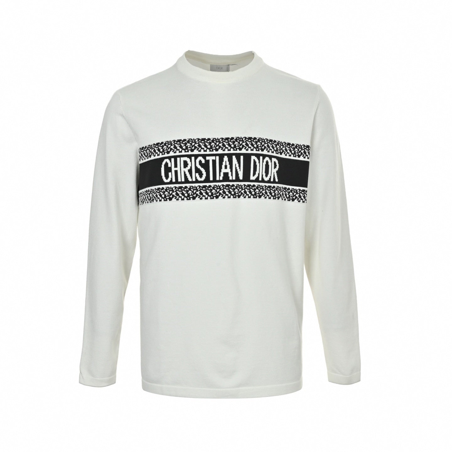 Signature Band Cotton Knit Crewneck | White