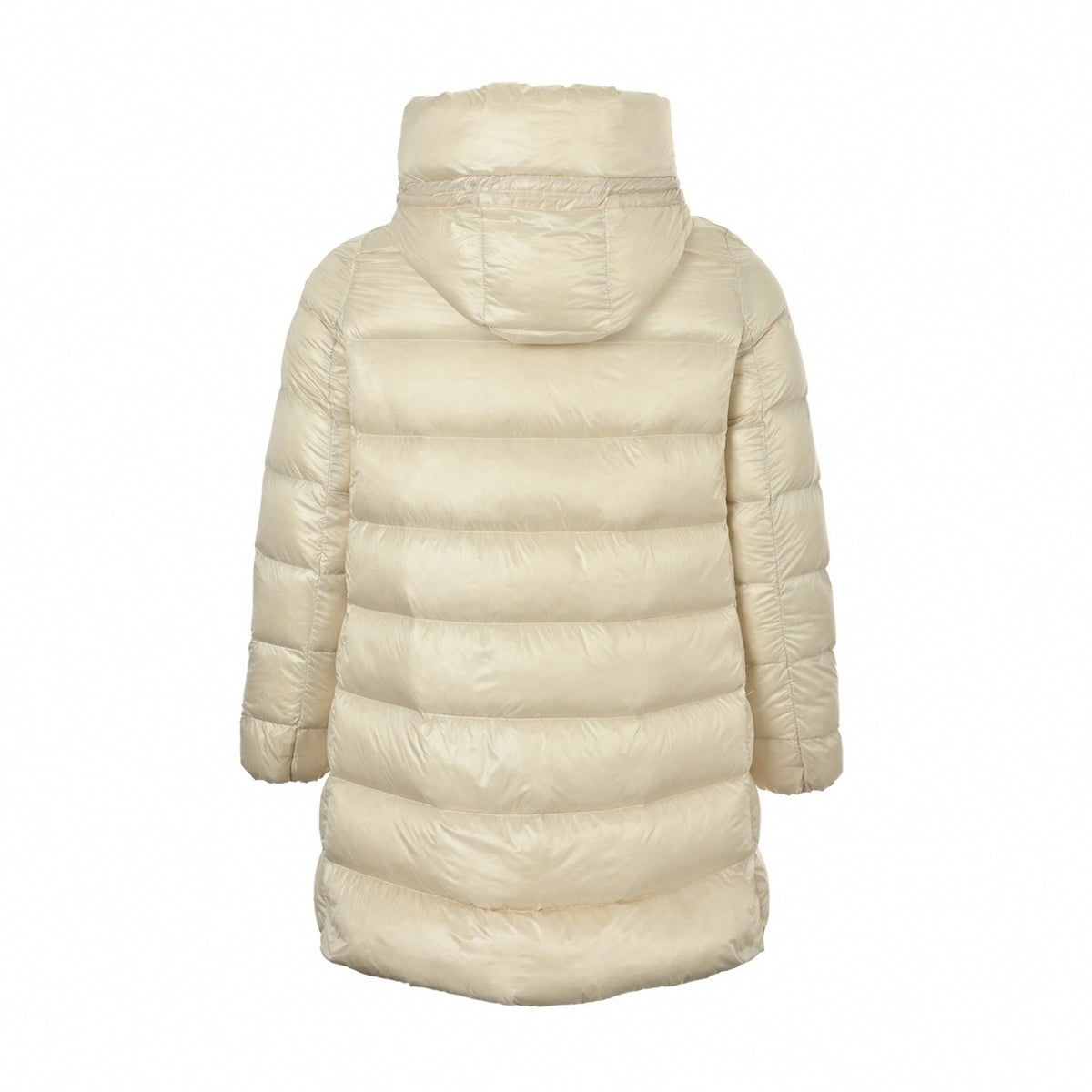 Suyenne Longue Saison Mid-Length Down Coat in Cream Beige