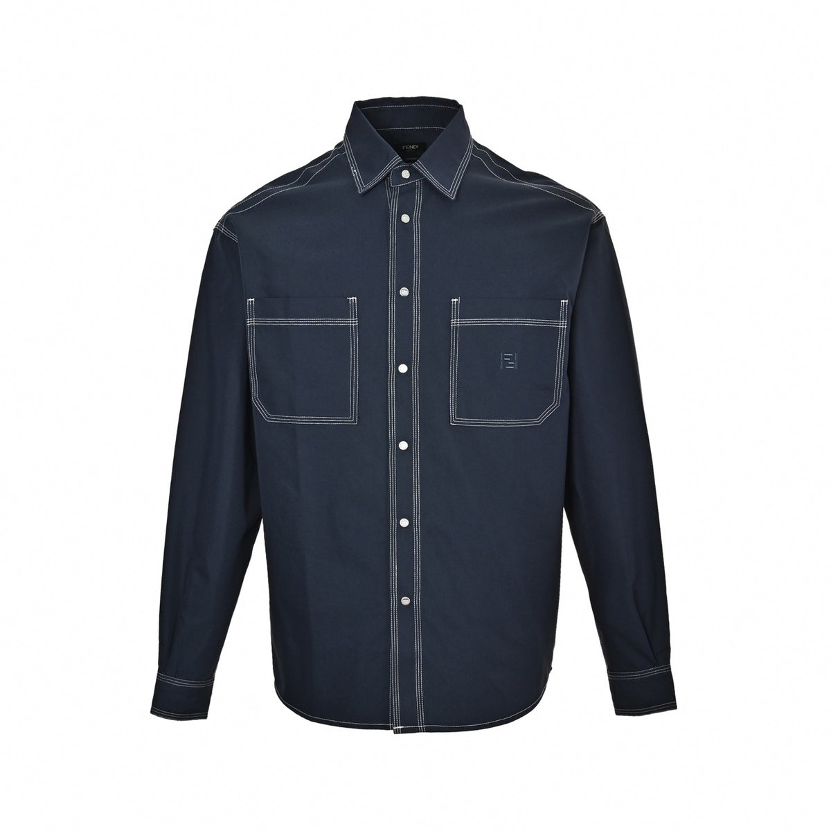 Contrast Stitch Overshirt - Navy