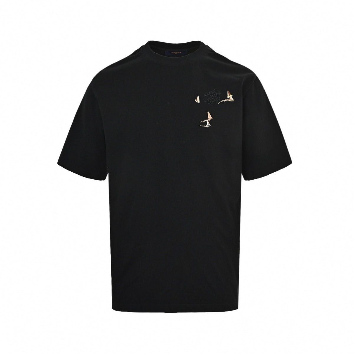 Embroidered Sailboat LV Logo T-Shirt - Black