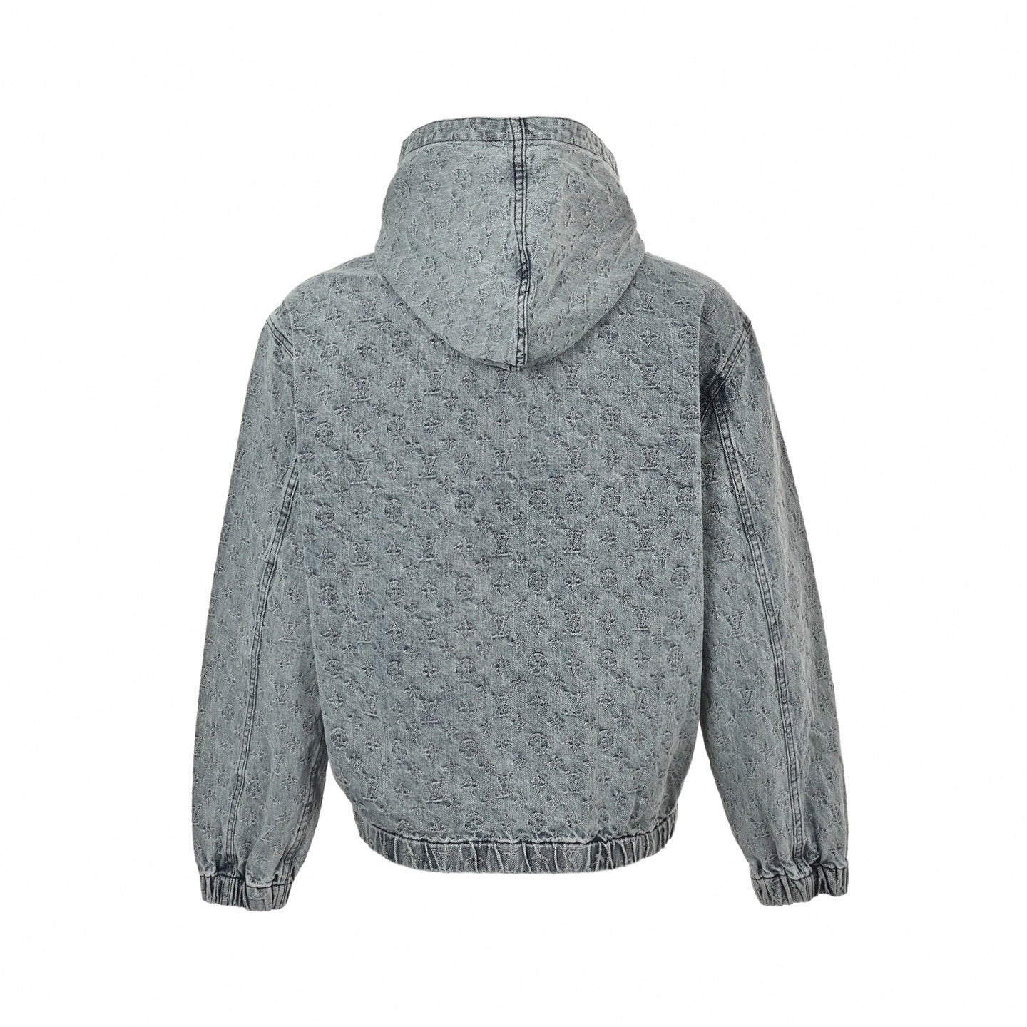 Monogram Jacquard Denim Hoodie | Faded Blue