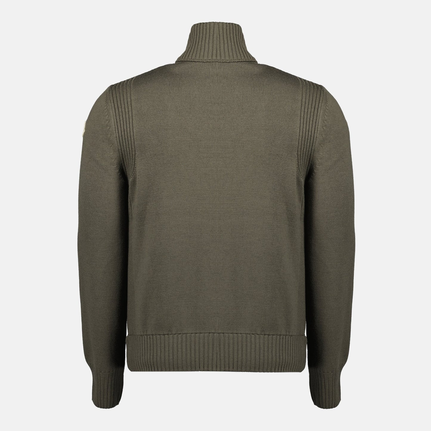 Zipped Khaki Wool Cardigan