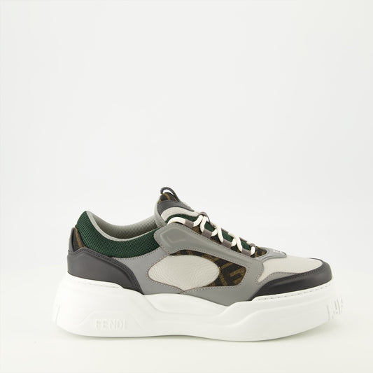 Fendi Force Gray and Green Sneakers