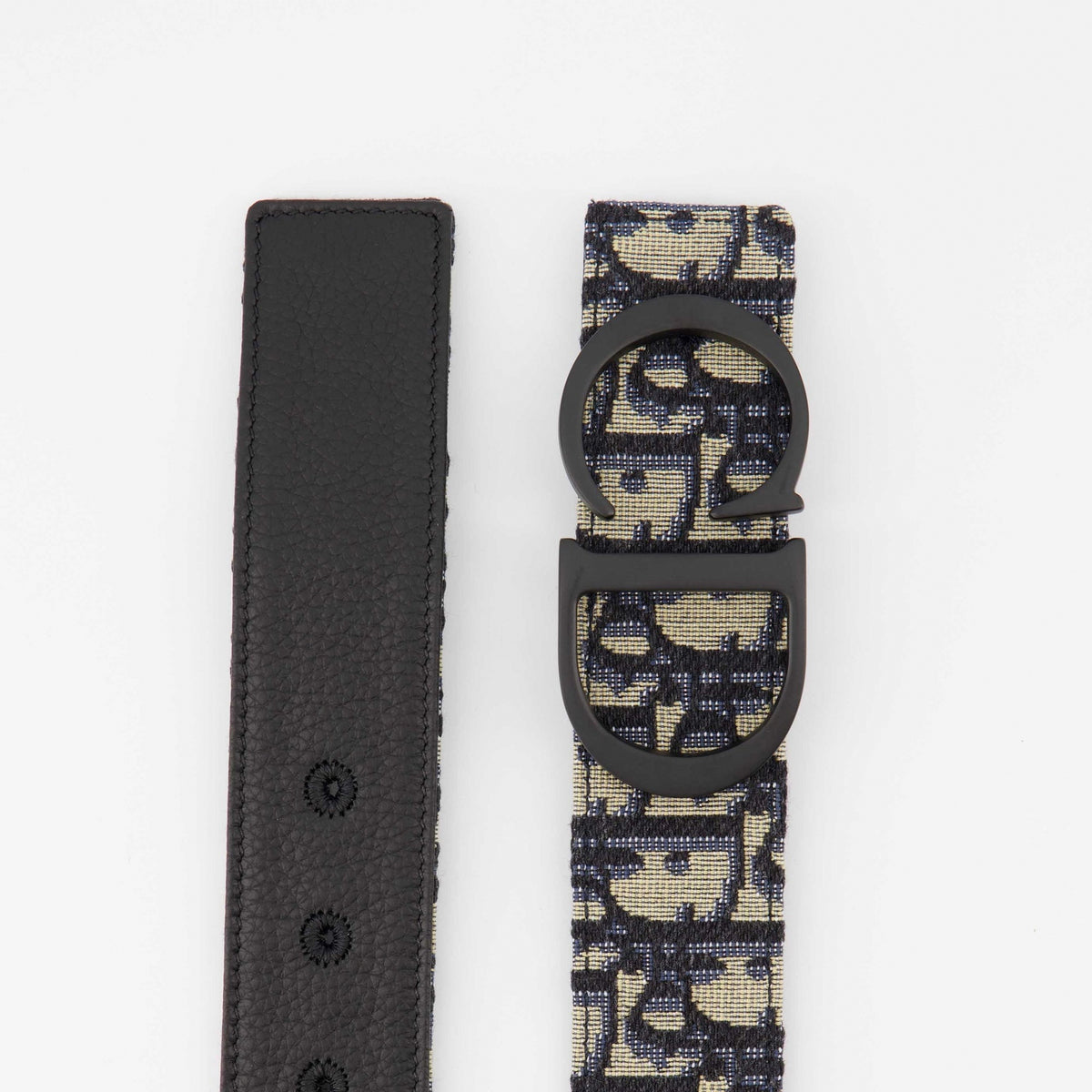 Reversible CD Icon Belt | Oblique Canvas & Black Leather