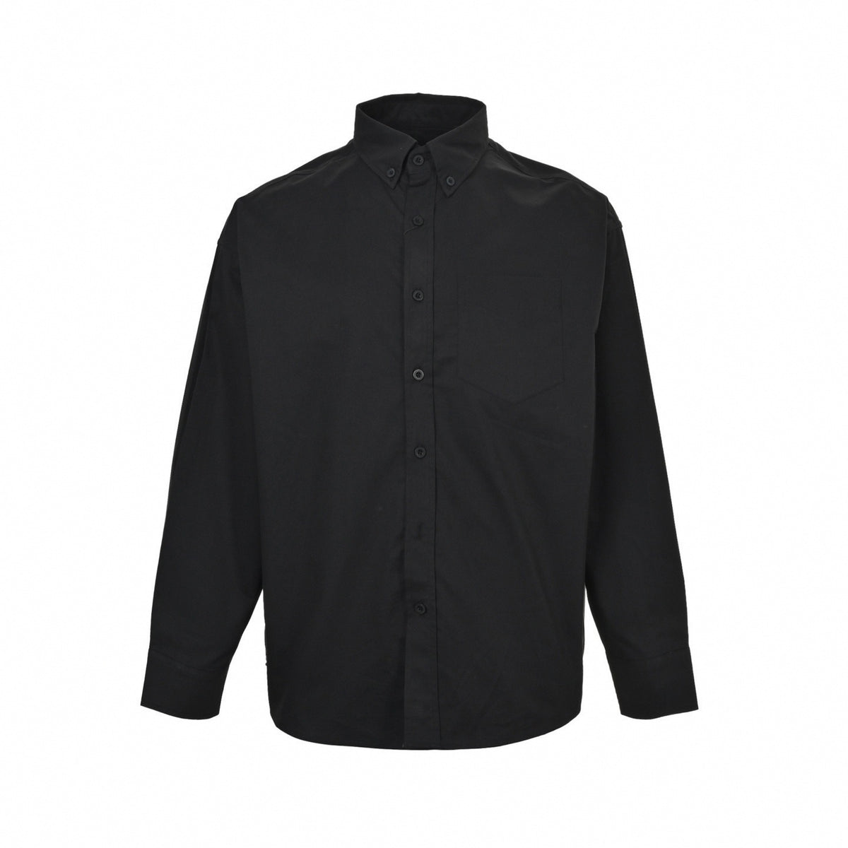 Rhinestone Back Logo Cotton Button-Down Oversized Shirt in Black