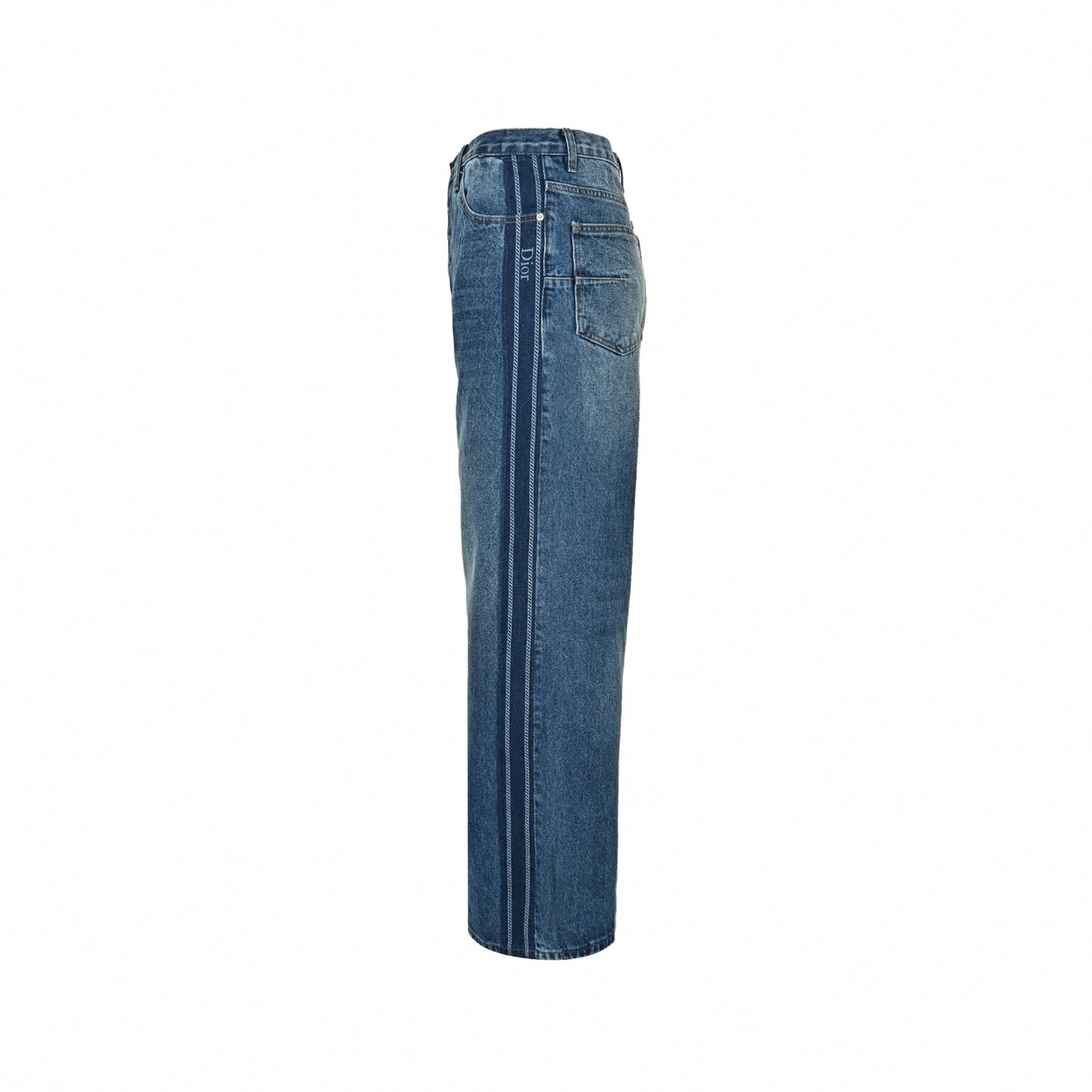 Logo Stripe Wide-Leg Jeans - Vintage Blue